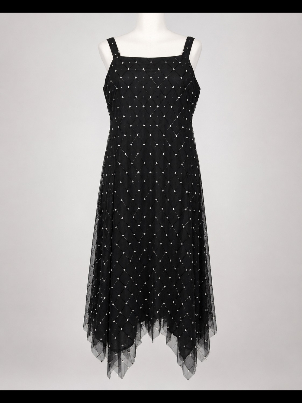 Onyx Nite Black Rhinestone Mesh Formal Dress Size 20W